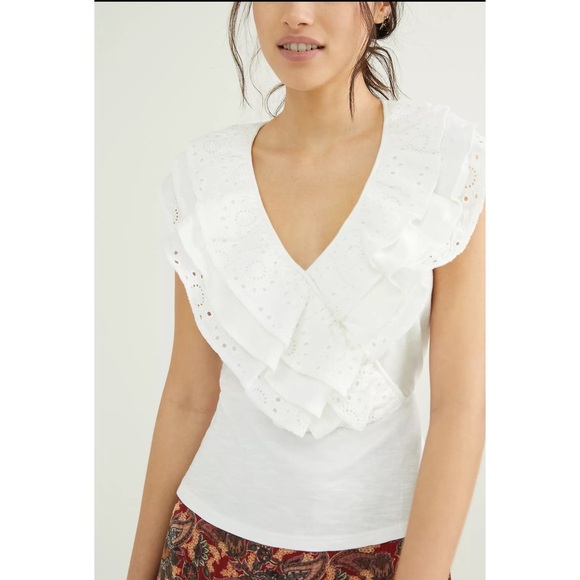 Anthropologie Porridge Jodi Ruffled Eyelet Top NWT Size XL - Picture 2 of 9